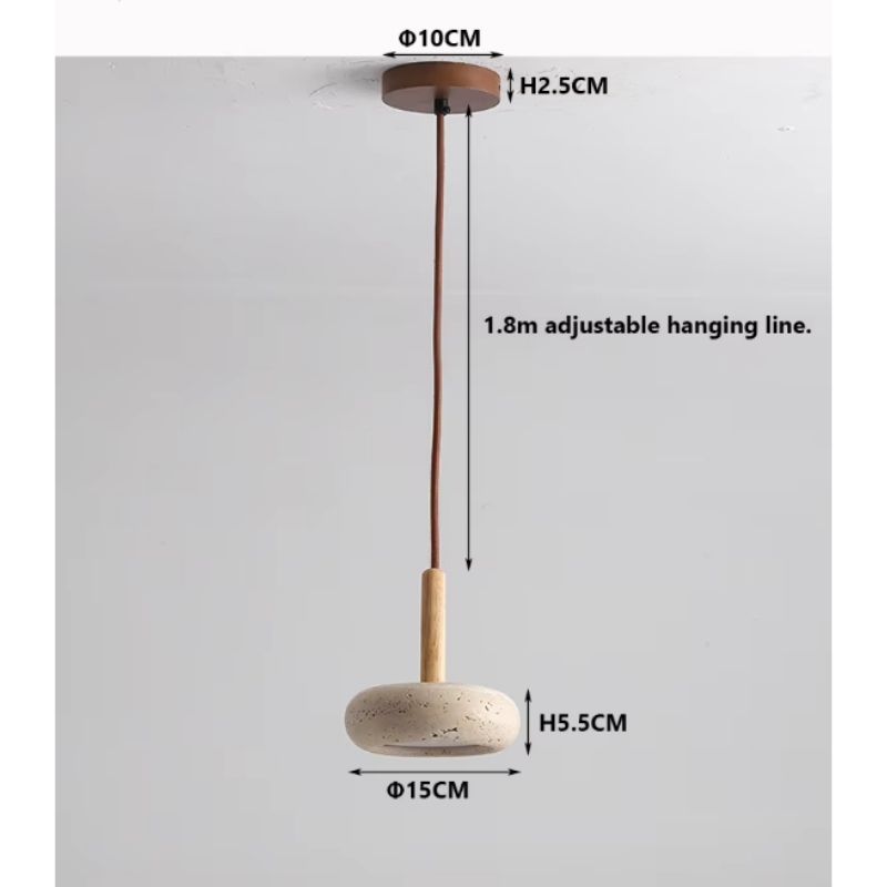 Retro Natural Stone Art Pendant Light Yellow Travertine LED Chandelier Bedroom Bedside Decoration Home Lighting Fixtures