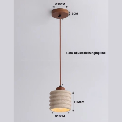 Retro Natural Stone Art Pendant Light Yellow Travertine LED Chandelier Bedroom Bedside Decoration Home Lighting Fixtures