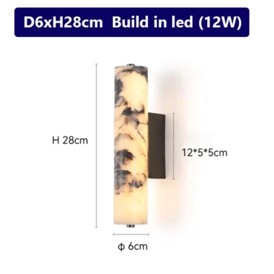 New Bedroom Wall Lamp Italian Style Natural Stone Black Marble Light Luxury Bedside Living Room Decoration Modern Wall Sconces