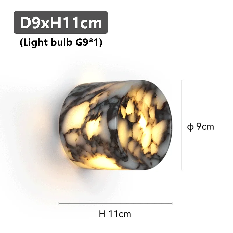 Cylindrical Marble Natural Stone Wall Lamp Bedroom Bedside LED Light Luxury High-end Living room Hallway Staircase Sink Sconce