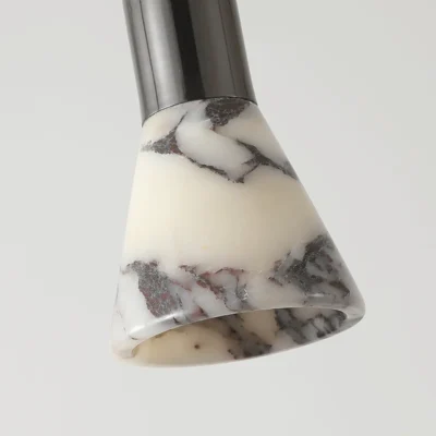 Luxury Black Round Natural Stone Pendant Lamp High-end Bedroom Bedside LED Chandelier Living room Decoration Home Hanging Lights