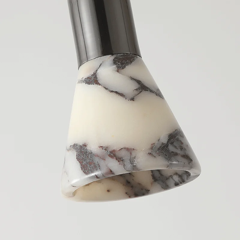 Luxury Black Round Natural Stone Pendant Lamp High-end Bedroom Bedside LED Chandelier Living room Decoration Home Hanging Lights