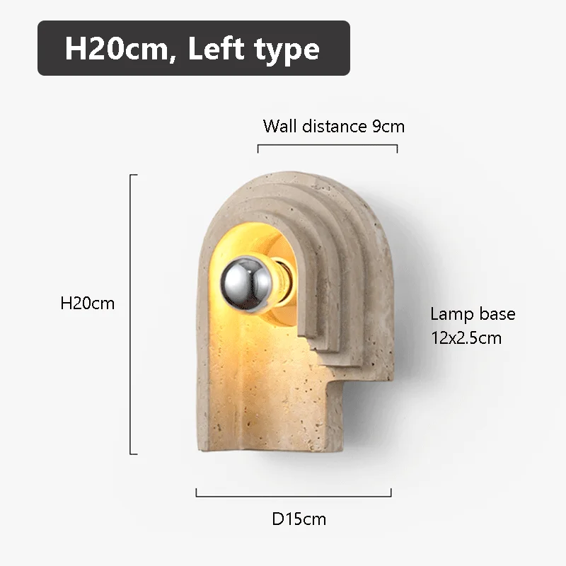 Natural Stone Room Decor Wall Lamp Classical Wall Lights Bedroom Led Sconce Yellow Travertine Home Decorations Lighting Fixtures