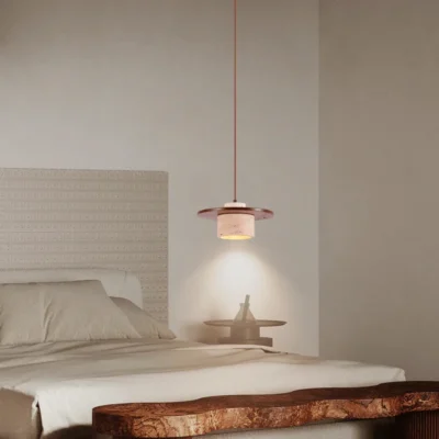 Vintage Natural Stone Art Pendant Lamp LED Hanging Chandelier Bedroom Bedside Retro Decoration Home Lighting Fixtures