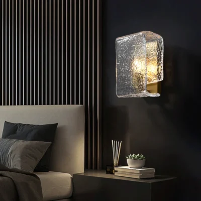Water Ripple LED Light Luxury Bedroom Bedside Wall Lamp Copper Living Room Decor  Background Hotel Corridor Aisle Sconces