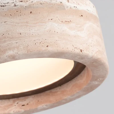 Retro Natural Stone Art Pendant Light Yellow Travertine LED Chandelier Bedroom Bedside Decoration Home Lighting Fixtures