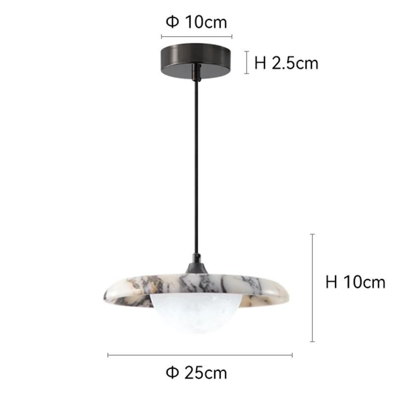 Luxury Black Round Natural Stone Pendant Lamp High-end Bedroom Bedside LED Chandelier Living room Decoration Home Hanging Lights