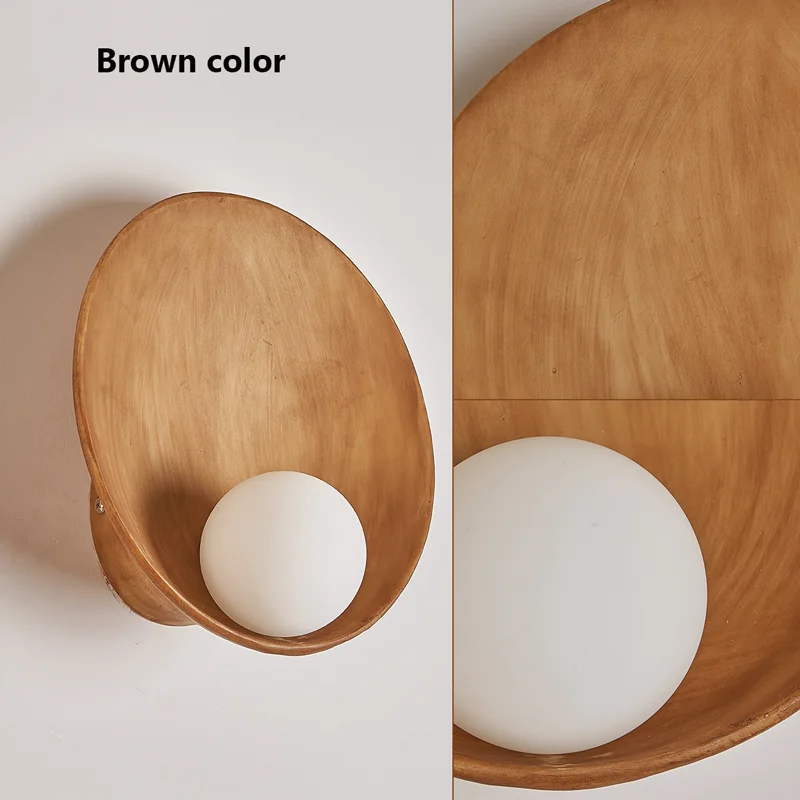 Chinese Style White Brown Shell Wall Lamp Japanese Creative LED Lighting Homestay Bedroom Corridor Resin Wall-mounted Sconces