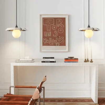 Luxury Black Round Natural Stone Pendant Lamp High-end Bedroom Bedside LED Chandelier Living room Decoration Home Hanging Lights