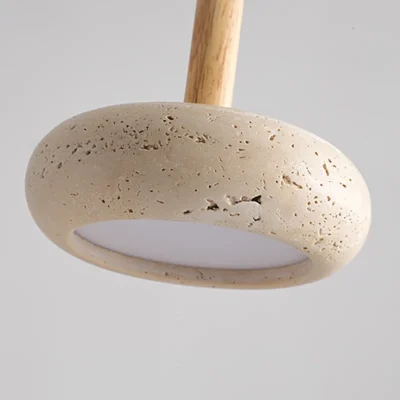 Retro Natural Stone Art Pendant Light Yellow Travertine LED Chandelier Bedroom Bedside Decoration Home Lighting Fixtures