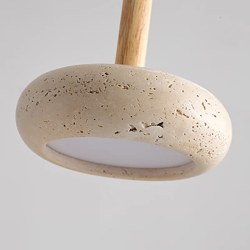 Retro Natural Stone Art Pendant Light Yellow Travertine LED Chandelier Bedroom Bedside Decoration Home Lighting Fixtures