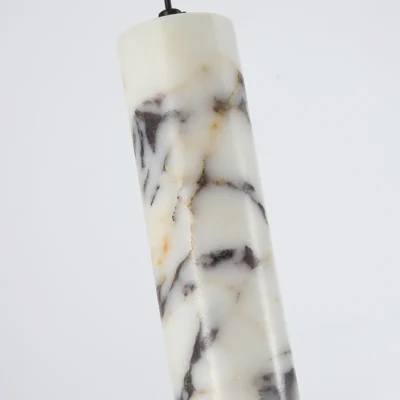 Luxury Black Cylinder Natural Stone Pendant Lamp High-end Bedside LED Chandelier Living room Decoration Home Hanging Lights