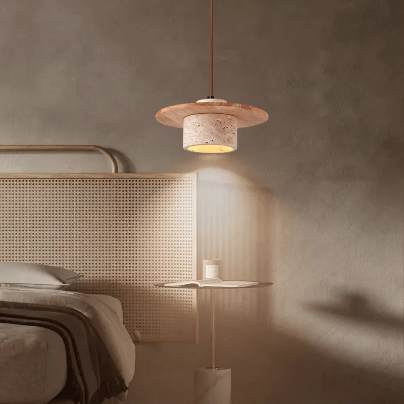 Vintage Natural Stone Art Pendant Lamp LED Hanging Chandelier Bedroom Bedside Retro Decoration Home Lighting Fixtures