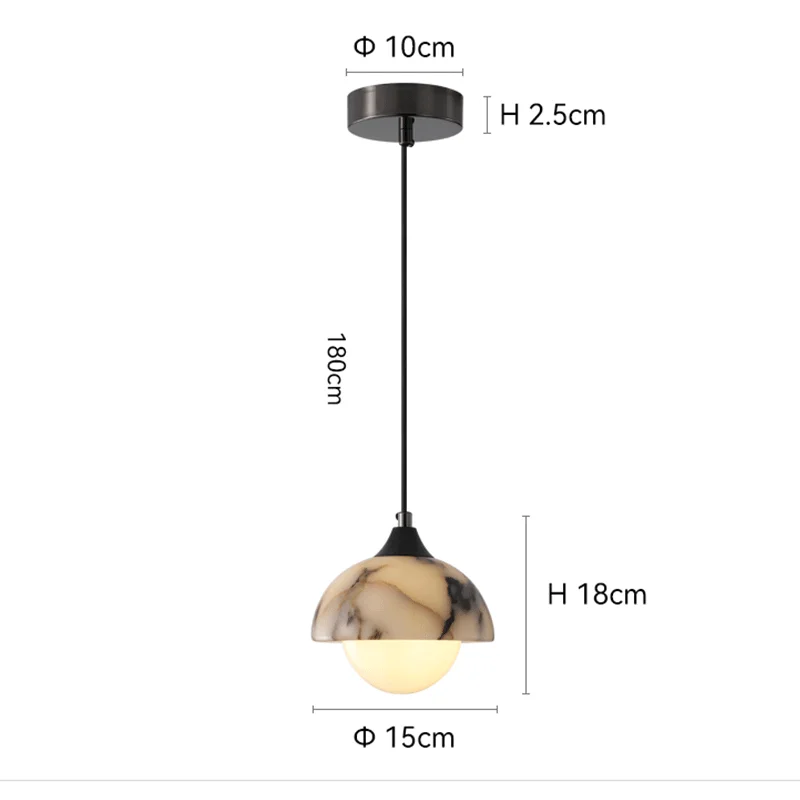Luxury Black Round Natural Stone Pendant Lamp High-end Bedroom Bedside LED Chandelier Living room Decoration Home Hanging Lights