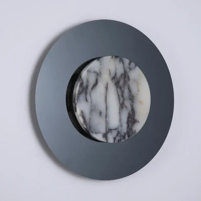 Round Luxury Natural Stone Alabaster Wall Lamp Living Room Marble Wall Sconce Decoration Atmosphere LED High-end LED Lights
