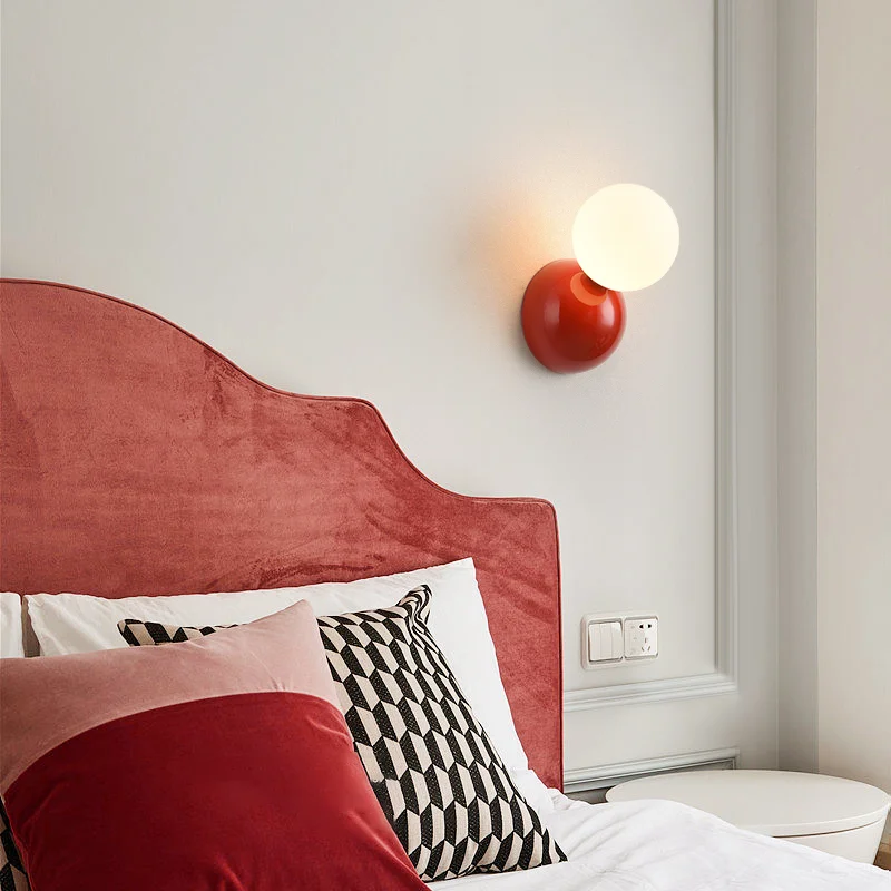 Cute Bedroom Bedside Small Wall Lamp Nordic INS Living Room Children Room Decoration Sconce Staircase Red White Black LED Lights