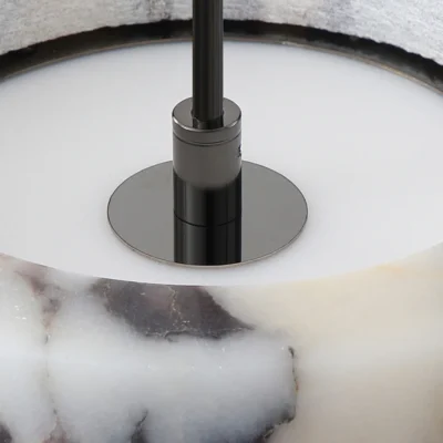 Luxury Black Round Natural Stone Pendant Lamp High-end Bedroom Bedside LED Chandelier Living room Decoration Home Hanging Lights