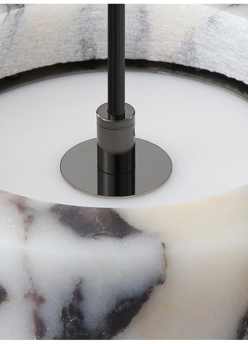 Luxury Black Round Natural Stone Pendant Lamp High-end Bedroom Bedside LED Chandelier Living room Decoration Home Hanging Lights