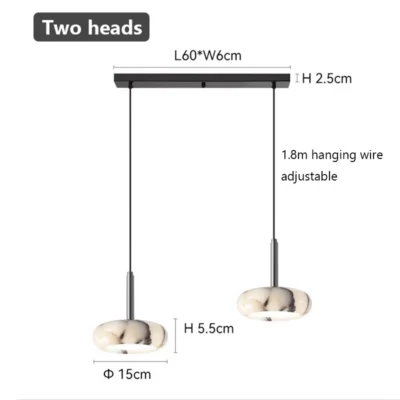 Luxury Black Round Natural Stone Pendant Lamp High-end Bedroom Bedside LED Chandelier Living room Decoration Home Hanging Lights