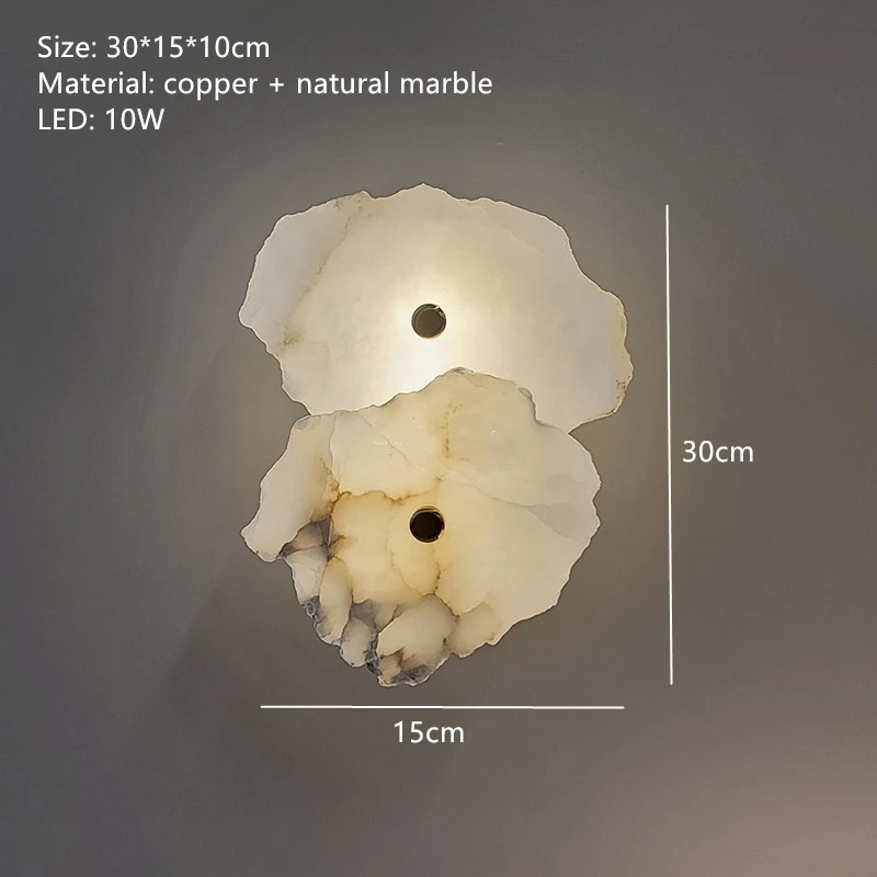 Natural Marble LED Wall Lamp Copper Luxury Novelty Lighting Sconce For Bedroom Living Dining Room Wall Decor Modern Art Design