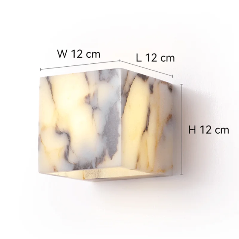 Luxury Black Cube Natural Stone Wall Sconce High-end Bedroom Bedside Wall Lamp Living room Bathroom Waterproof Lighting Fixture