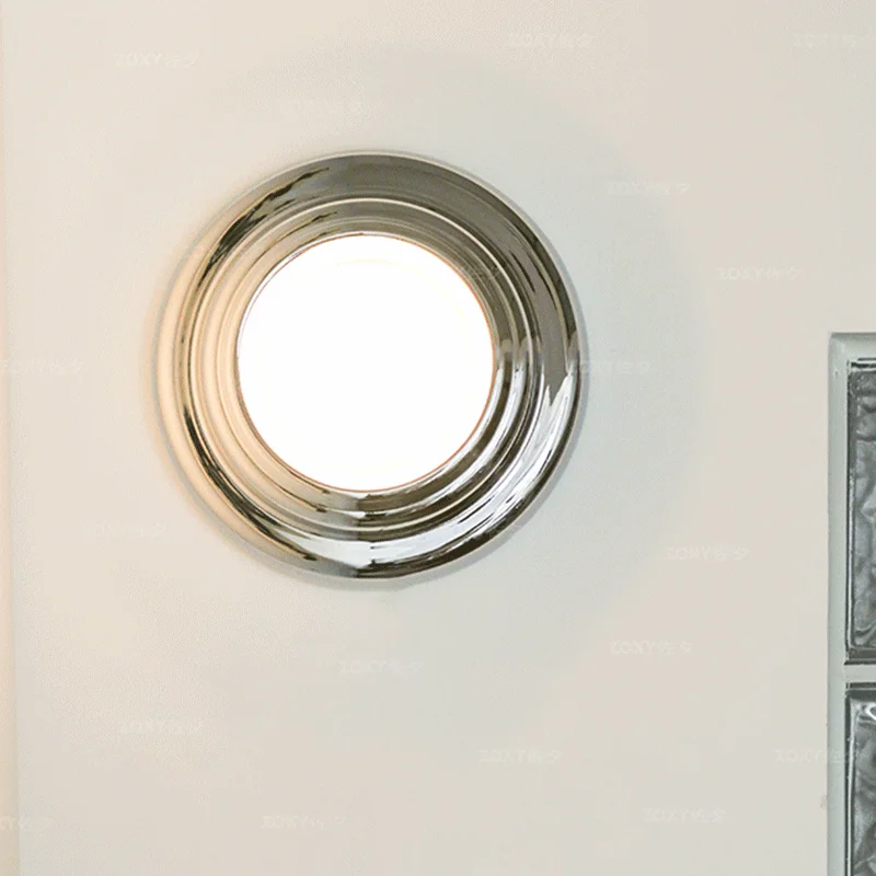 Circular Chrome Wall Lamp Nordic Modern Minimalist Bedroom Sconce Balcony Hallway Living room Atmosphere Staircase LED Lights