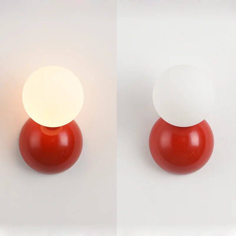 Cute Bedroom Bedside Small Wall Lamp Nordic INS Living Room Children Room Decoration Sconce Staircase Red White Black LED Lights