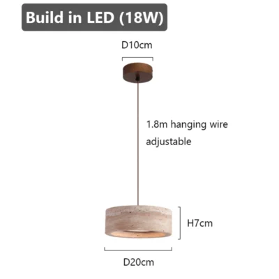 Retro Natural Stone Art Pendant Light Yellow Travertine LED Chandelier Bedroom Bedside Decoration Home Lighting Fixtures