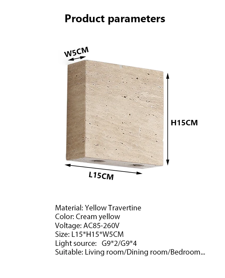 Natural Stone Room Decor Wall Lamp Square Spotlights Wall Lights G9 COB Bedroom Decor Led Sconce Corridor Home Decorations