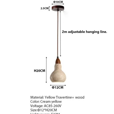 Vintage Natural Stone Art Pendant Lamp LED Hanging Chandelier Bedroom Bedside Decoration Home Lighting Fixtures