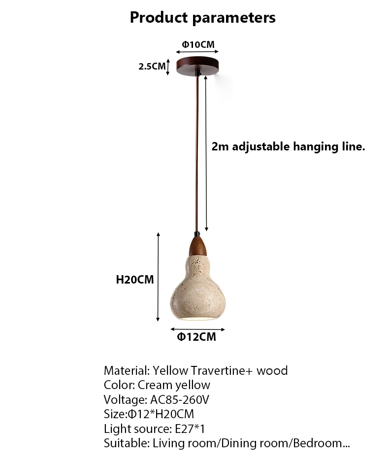 Vintage Natural Stone Art Pendant Lamp LED Hanging Chandelier Bedroom Bedside Decoration Home Lighting Fixtures