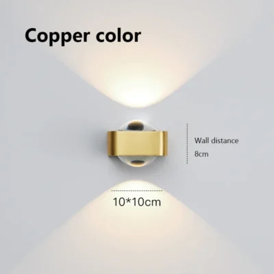 Square Copper Bedroom Wall Lamp Modern High-end Luxury LED Light Living Room Double Head Atmosphere Spotlights Decoration Sconce