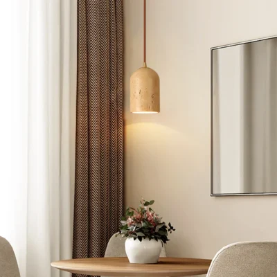 Vintage Natural Stone Art Pendant Lamp LED Hanging Chandelier Bedroom Bedside Retro Decoration Home Lighting Fixtures