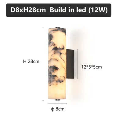 New Bedroom Wall Lamp Italian Style Natural Stone Black Marble Light Luxury Bedside Living Room Decoration Modern Wall Sconces