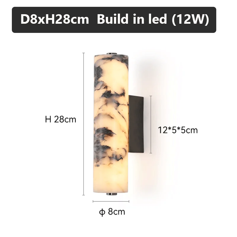 New Bedroom Wall Lamp Italian Style Natural Stone Black Marble Light Luxury Bedside Living Room Decoration Modern Wall Sconces