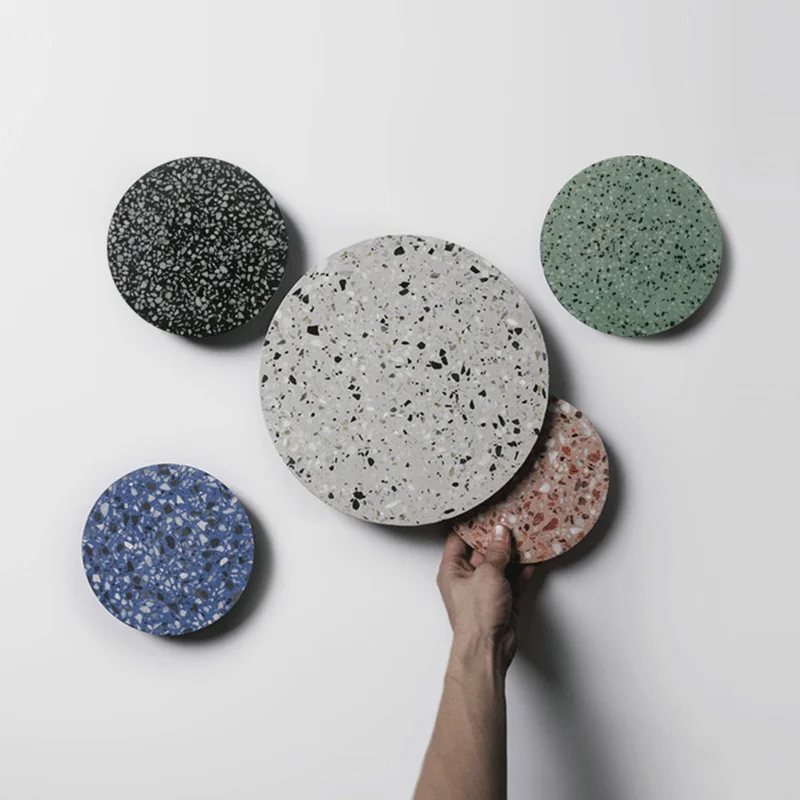 Interior Modern Disc Shaped Terrazzo Nordic Style Indoor Wall Mount Light Living Room Bedroom Ceramic LED Sconce Decoration Lamp