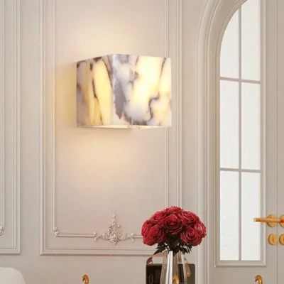 Luxury Black Cube Natural Stone Wall Sconce High-end Bedroom Bedside Wall Lamp Living room Bathroom Waterproof Lighting Fixture
