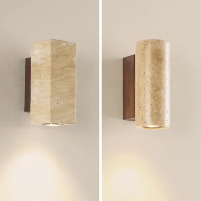 Square Script Spotlights Natural Stone Room Decor Cylinder Wall Lamp Interior Led Sconce Cream Nordic Wall Light Home Decoration