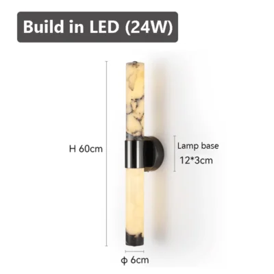 Long Strip Marble Wall Lamp Italian Style Natural Stone Black Light Luxury Bedside Living Room Decoration Modern Wall Sconces