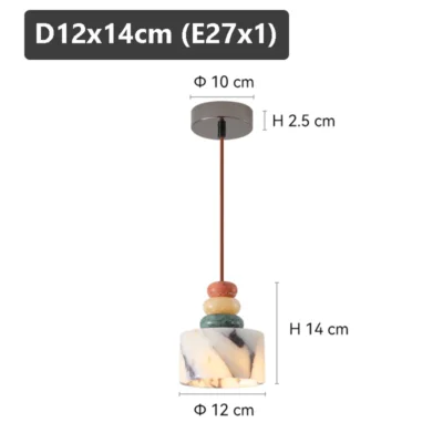 Luxury Black Round Natural Stone Pendant Lamp High-end Bedroom Bedside LED Chandelier Living room Decoration Home Hanging Lights