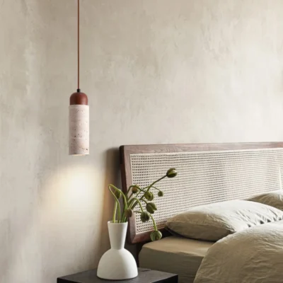 Vintage Natural Stone Art Pendant Lamp LED Hanging Chandelier Bedroom Bedside Retro Decoration Home Lighting Fixtures