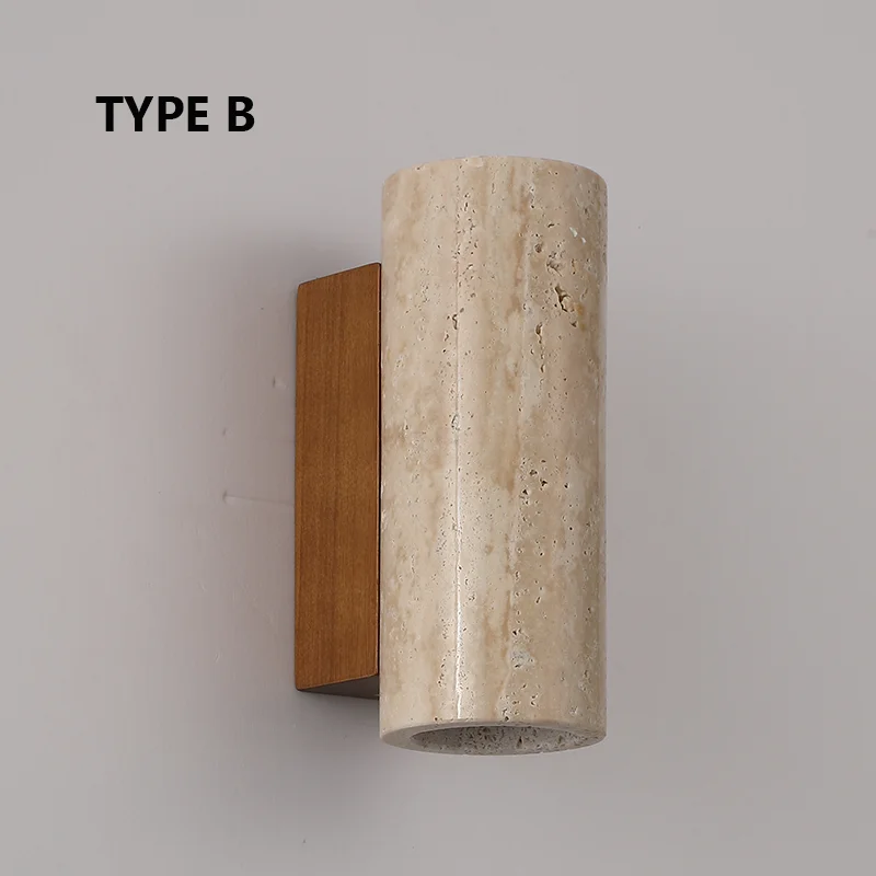 Square Script Spotlights Natural Stone Room Decor Cylinder Wall Lamp Interior Led Sconce Cream Nordic Wall Light Home Decoration
