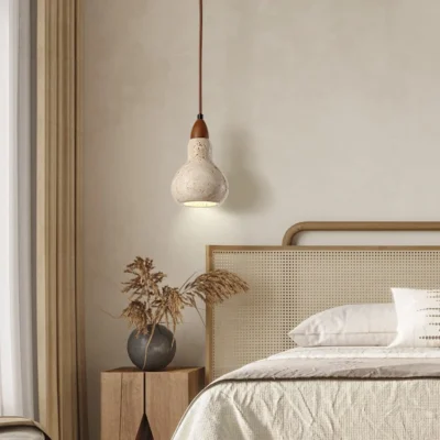 Vintage Natural Stone Art Pendant Lamp LED Hanging Chandelier Bedroom Bedside Decoration Home Lighting Fixtures