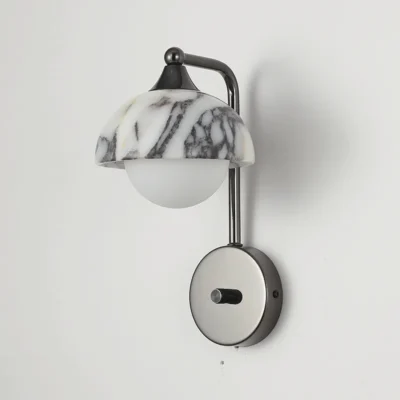 Black Luxury Alabaster Natural Stone Wall Lamp Bedroom High-end Sconce Design Artistic Living Room Marble Decor LED Lights