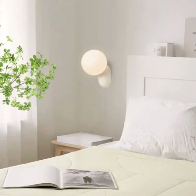 Small Cream Minimalist Bedroom Bedside Wall Lamp Modern Simple Living Room Black White LED Lights Aisle Decorative Wall Sconces