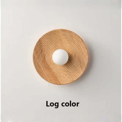 Japanese Retro Round Circle Wooden Living Room Wall Lamp Nordic Home Decor Stair Aisle Homestay Lights Wood Decoration Sconces