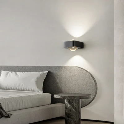 Square Copper Bedroom Wall Lamp Modern High-end Luxury LED Light Living Room Double Head Atmosphere Spotlights Decoration Sconce