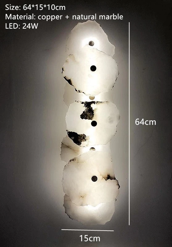 Natural Marble LED Wall Lamp Copper Luxury Novelty Lighting Sconce For Bedroom Living Dining Room Wall Decor Modern Art Design