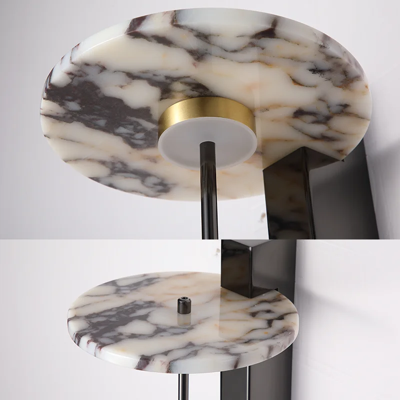 Black Luxury Alabaster Natural Stone Wall Lamp Bedroom High-end Sconce Design Artistic Living Room Marble Decor LED Lights