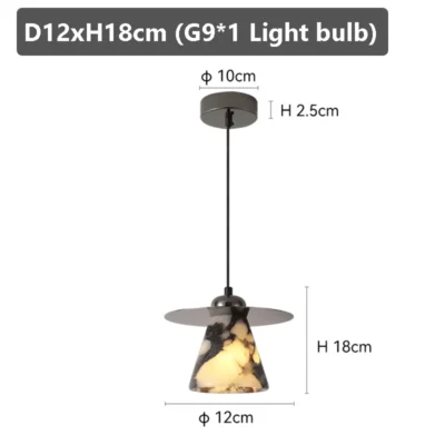 Luxury Black Round Natural Stone Pendant Lamp High-end Bedroom Bedside LED Chandelier Living room Decoration Home Hanging Lights